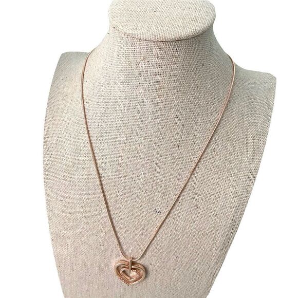 Double Hearts Pendant with Diamonds Necklace in Rose Gold-Tone - Picture 3 of 7